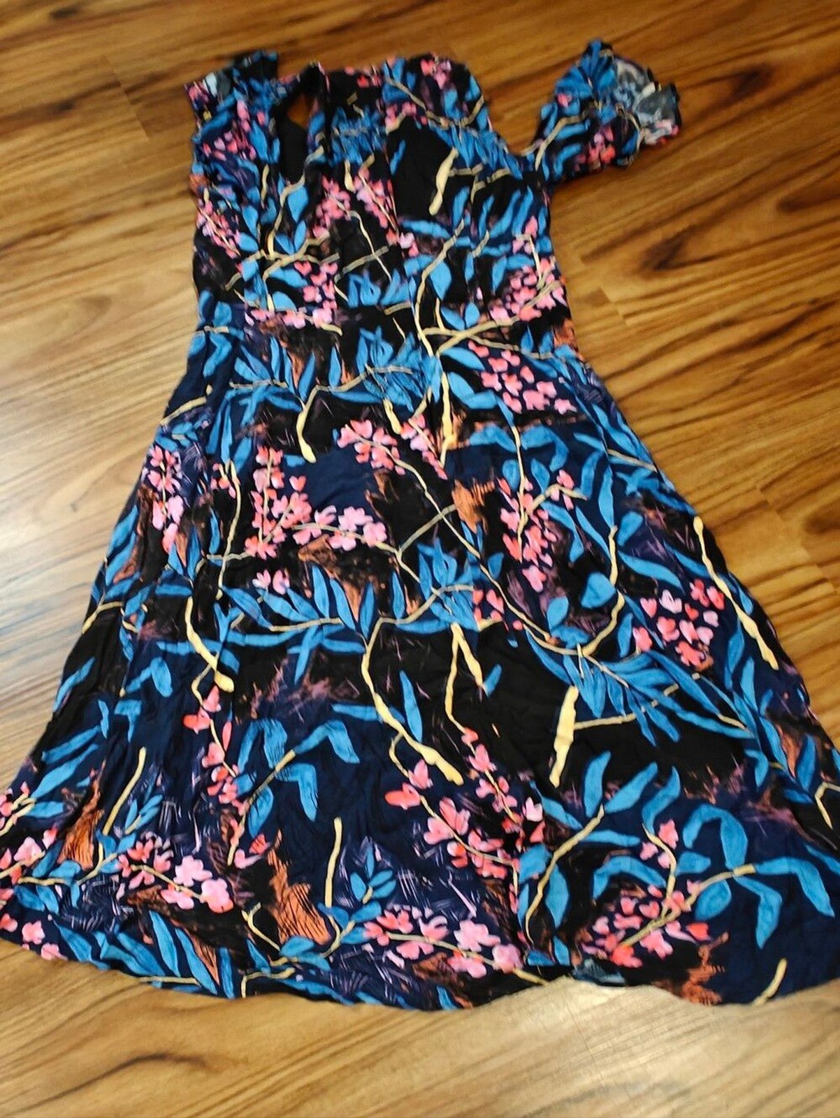 Maeve Anthropologie Elia Floral Open Cold Shoulder Dress