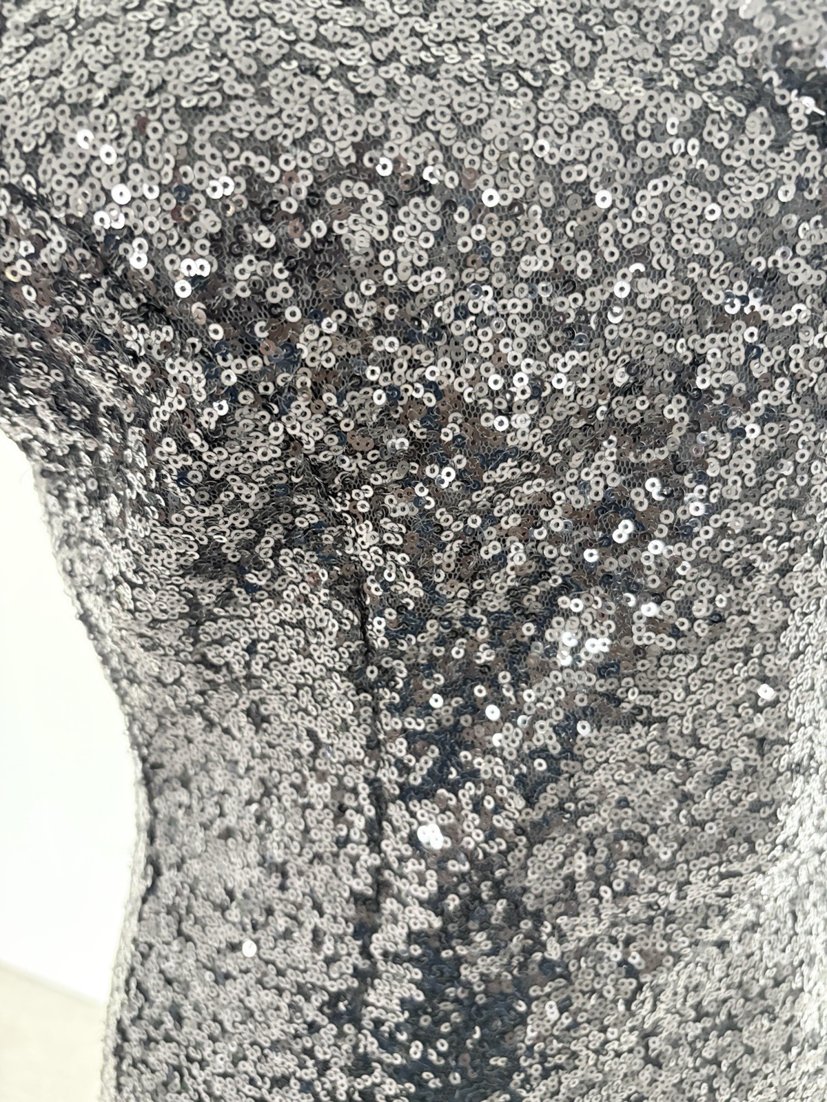 Pep&Co Black Sequin Solid Mini Dress V-Neck Short Sleeve Lined Zip Women 10