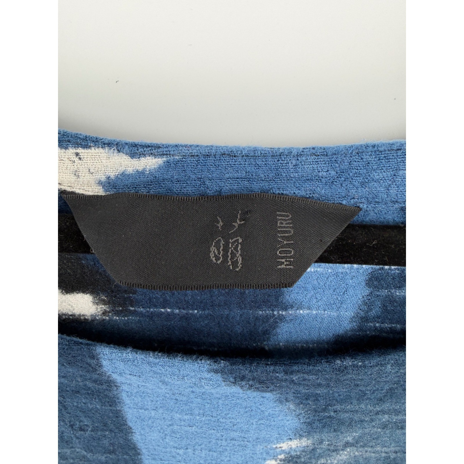 Moyuru Dress Medium Blue Black Abstract Print Sleeveless Lagenlook Artsy Pockets