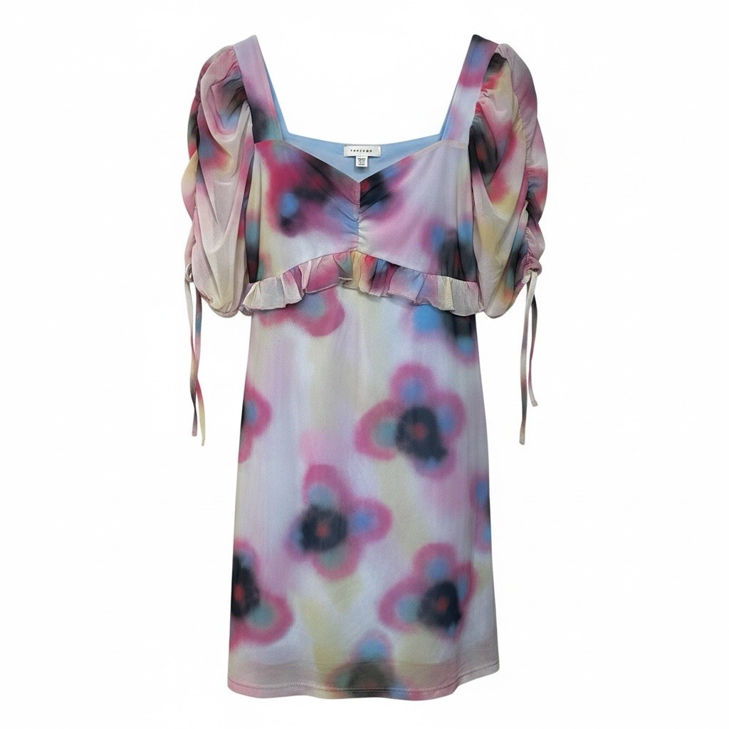 TOPSHOP Floral Print Fairy Dress Size Large 10/12 romantic
