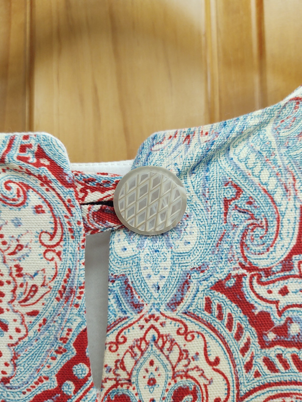 Handmade Viki Sews Pattern Swing Lined Tunic Red Blue Paisley Dress Size 18/20
