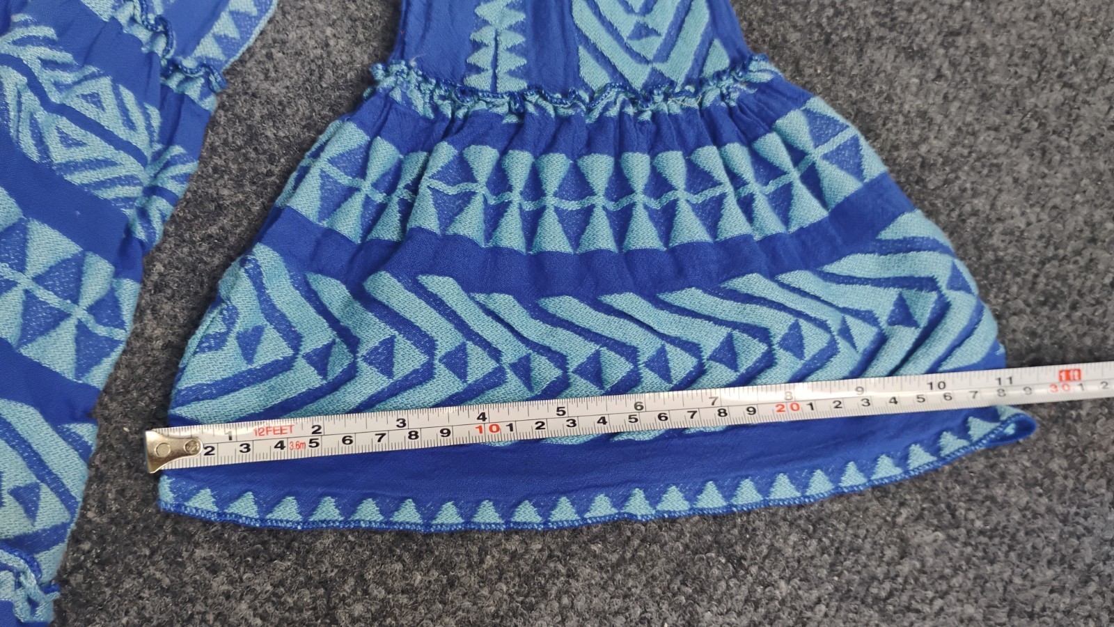 Devotion Twins Ella Dress Geometric Embroidered Blue Mini Small Excellent!
