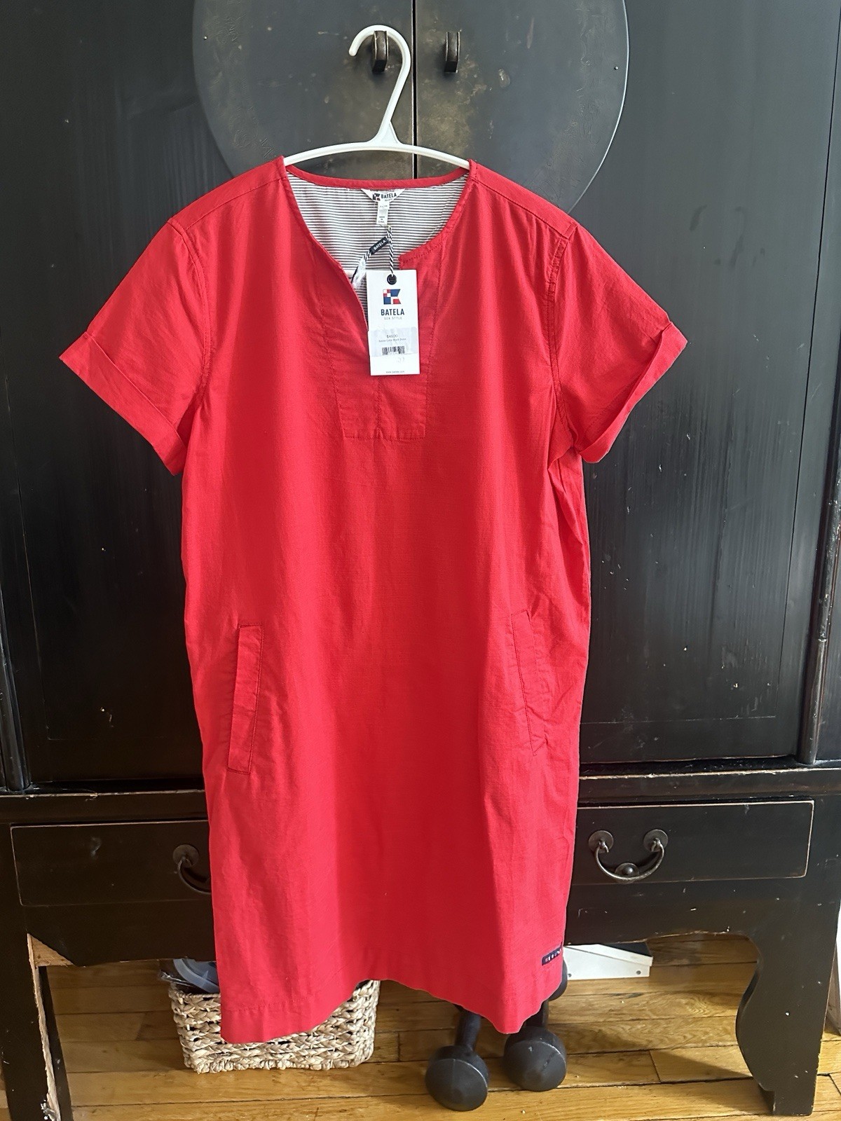 Batela NWT Red Short Sleeve Shift Tunic Dress Women’s Size 4 Sm Nautical Coastal