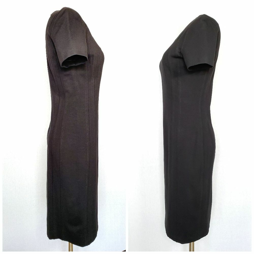Diane von Furstenberg Kader Sheath Dress 8 Black Seamed Stretch Keyhole Women’s