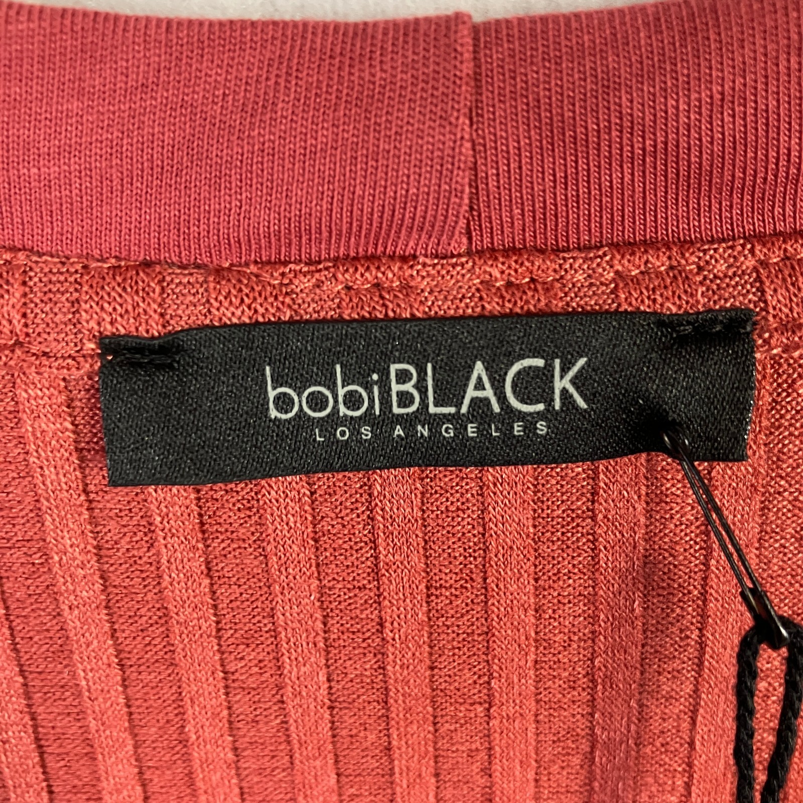 Bobi Black Los Angeles Ribbed Button-Front Midi Dress Women’s Size S Terracotta