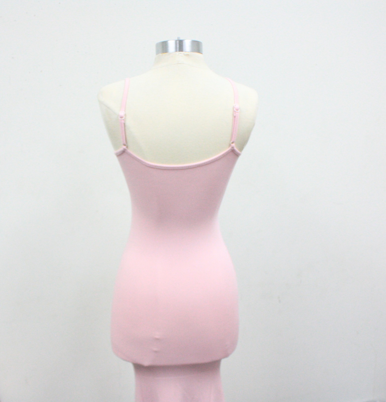 WeColor Pink Ribbed Adjustable Spaghetti Strap Midi Bodycon Dress Size Medium