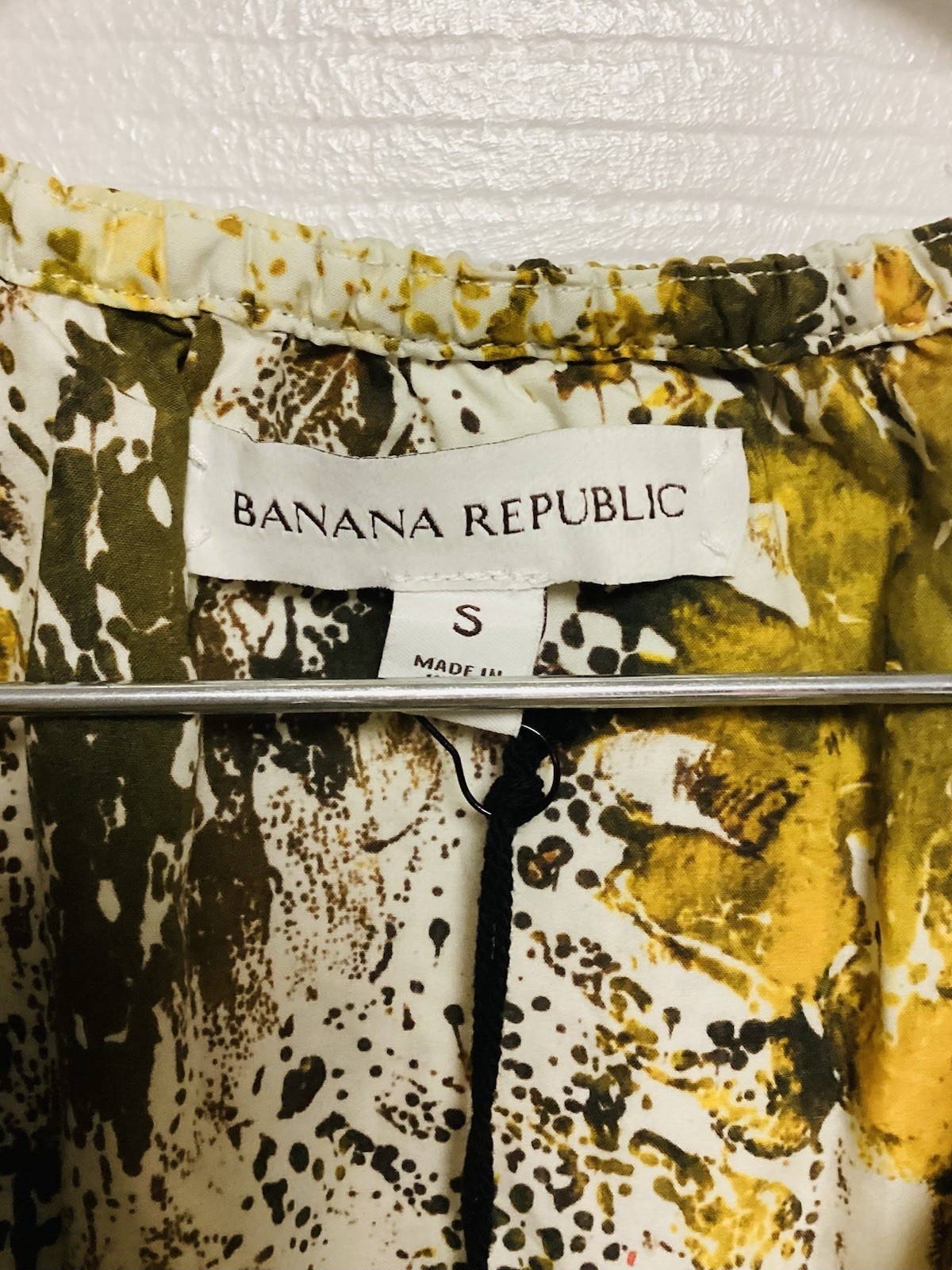 NWT $180 Banana Republic Yellow Camo Splatter Pocket Midi Shirt Dress Sz Small