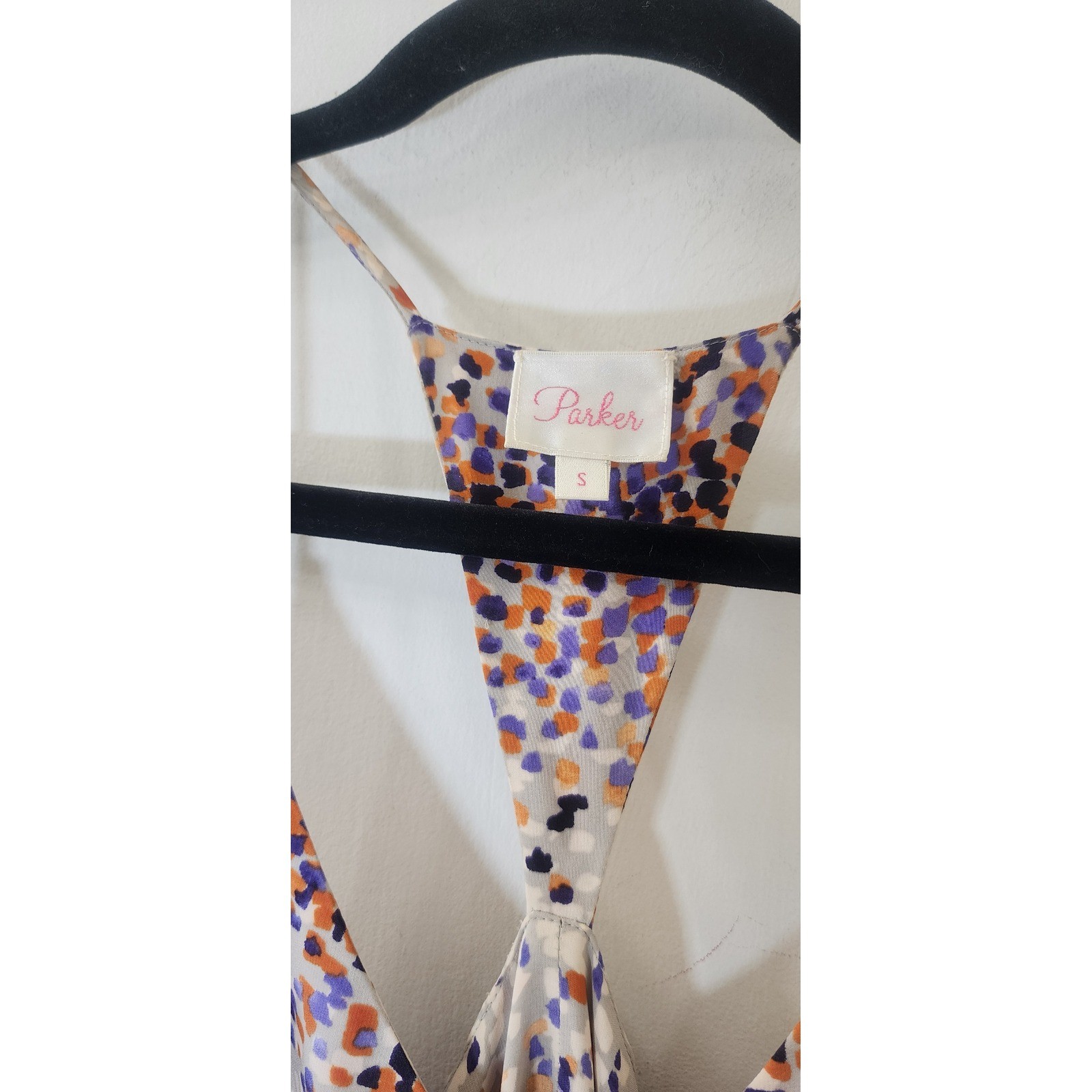 Parker Women Abstract Print Racerback Maxi Dress Purple Orange Multi Size S