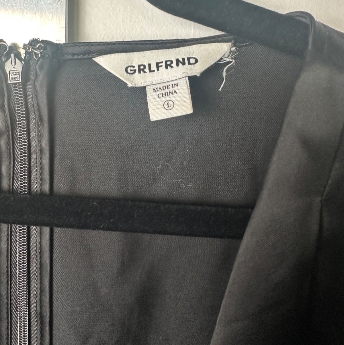 Grlfrnd L Button-front Mini Silky Dress Long Sleeve Wrap Front Black Satin B4