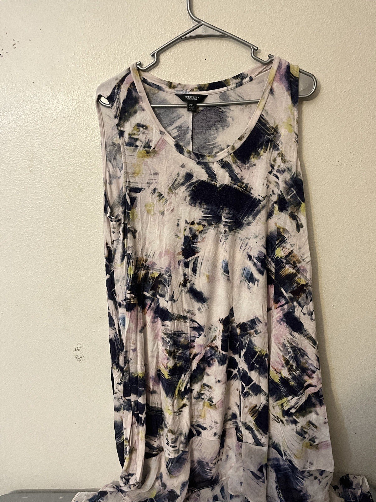 SIMPLY VERA WANG white tie dye maxi dress with orange blue yellow PXL