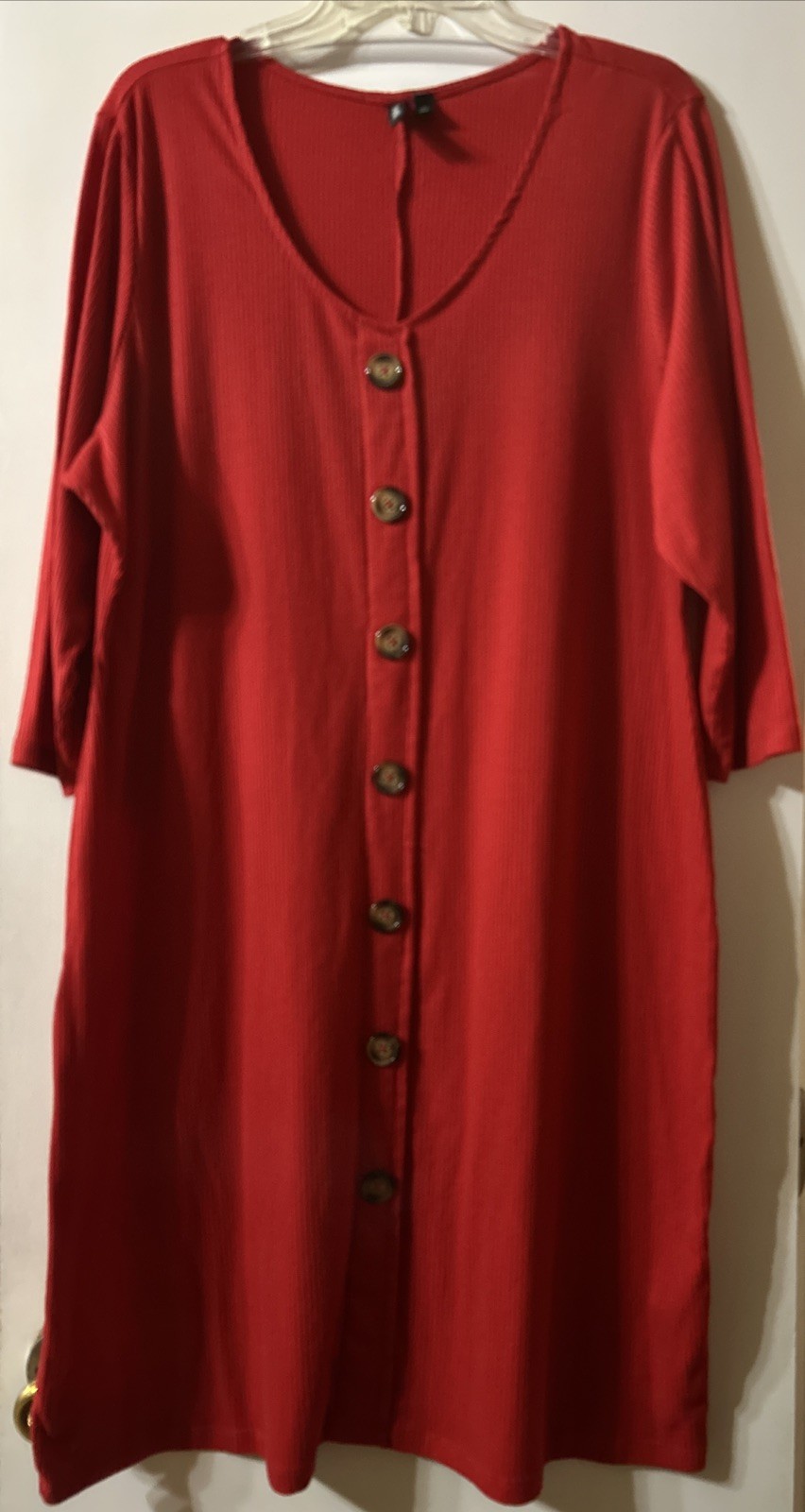 KRISTIN NICOLE Women Red Faux Button Pullover Stretch Dress Size 2X