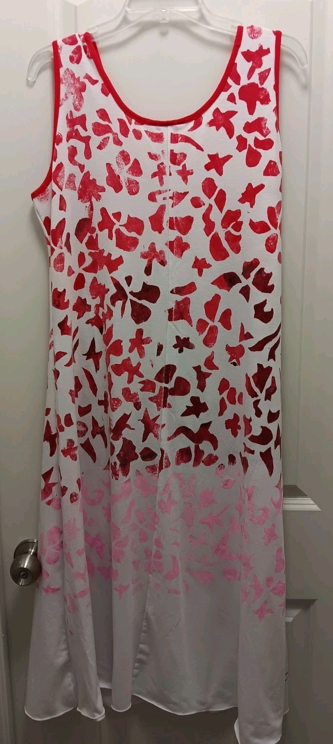 CRAZY FISH Sz. L Hawaiian A-line Knit Maxi Dress Aloha Butterfly Vintage Y2K