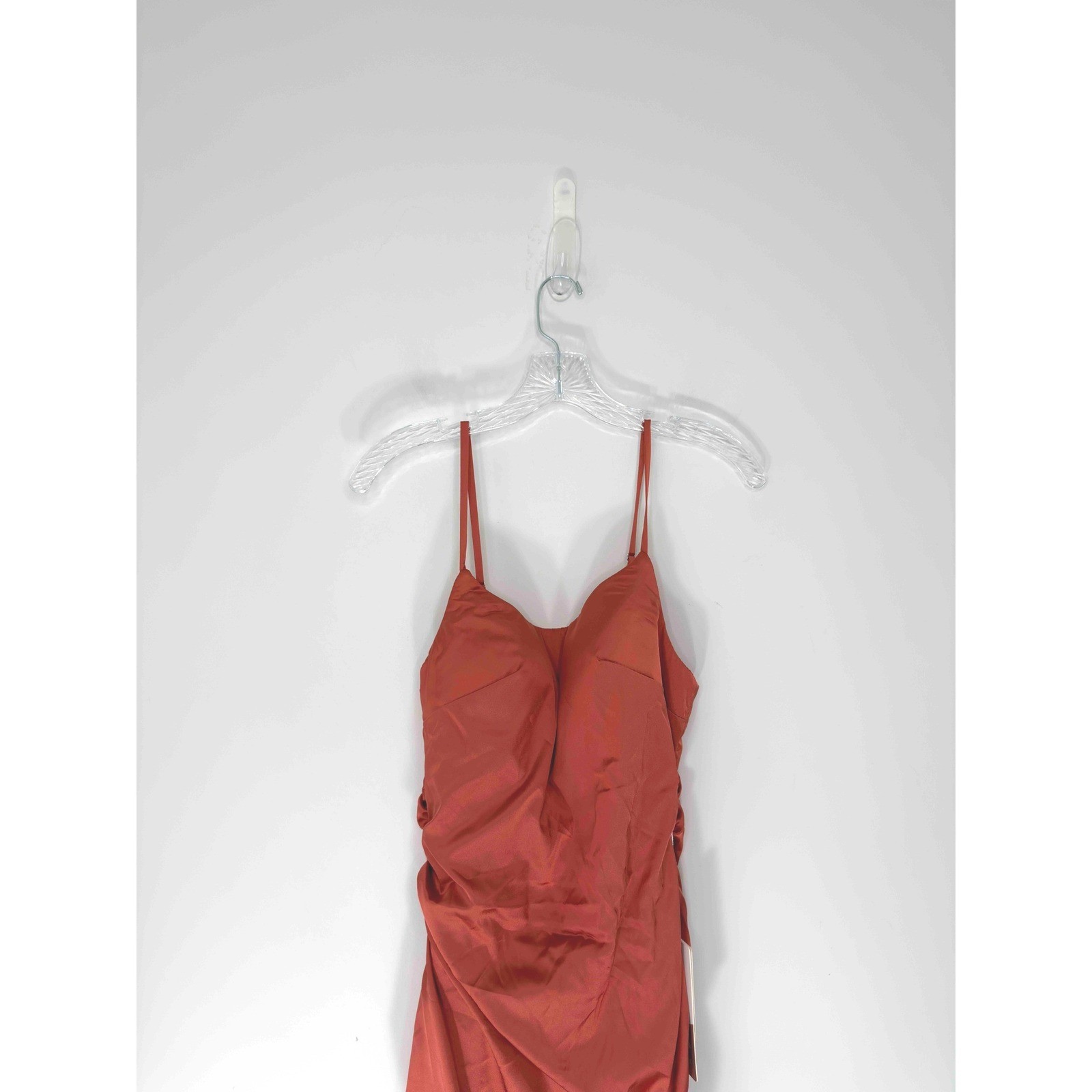 Stacees Rust Sheath Column Scoop Neck Satin Short Mini Homecoming Dress Size 4
