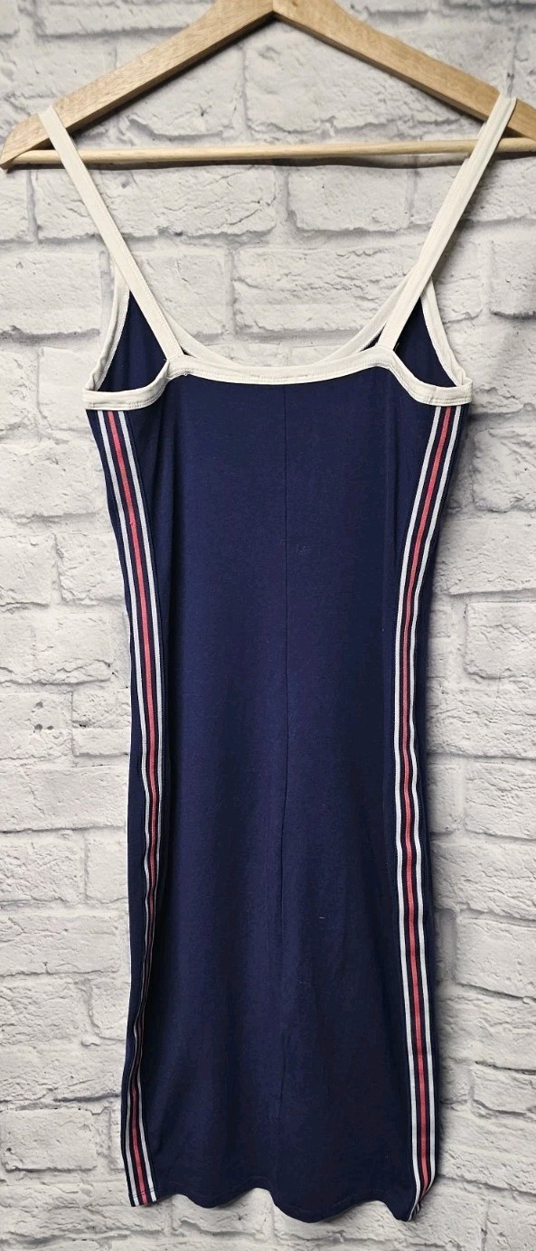 EXPRESS XS NAVY BLUE PINK WHITE SIDE RIBBON STRIPE VARSITY BODYCON TANK DRESS