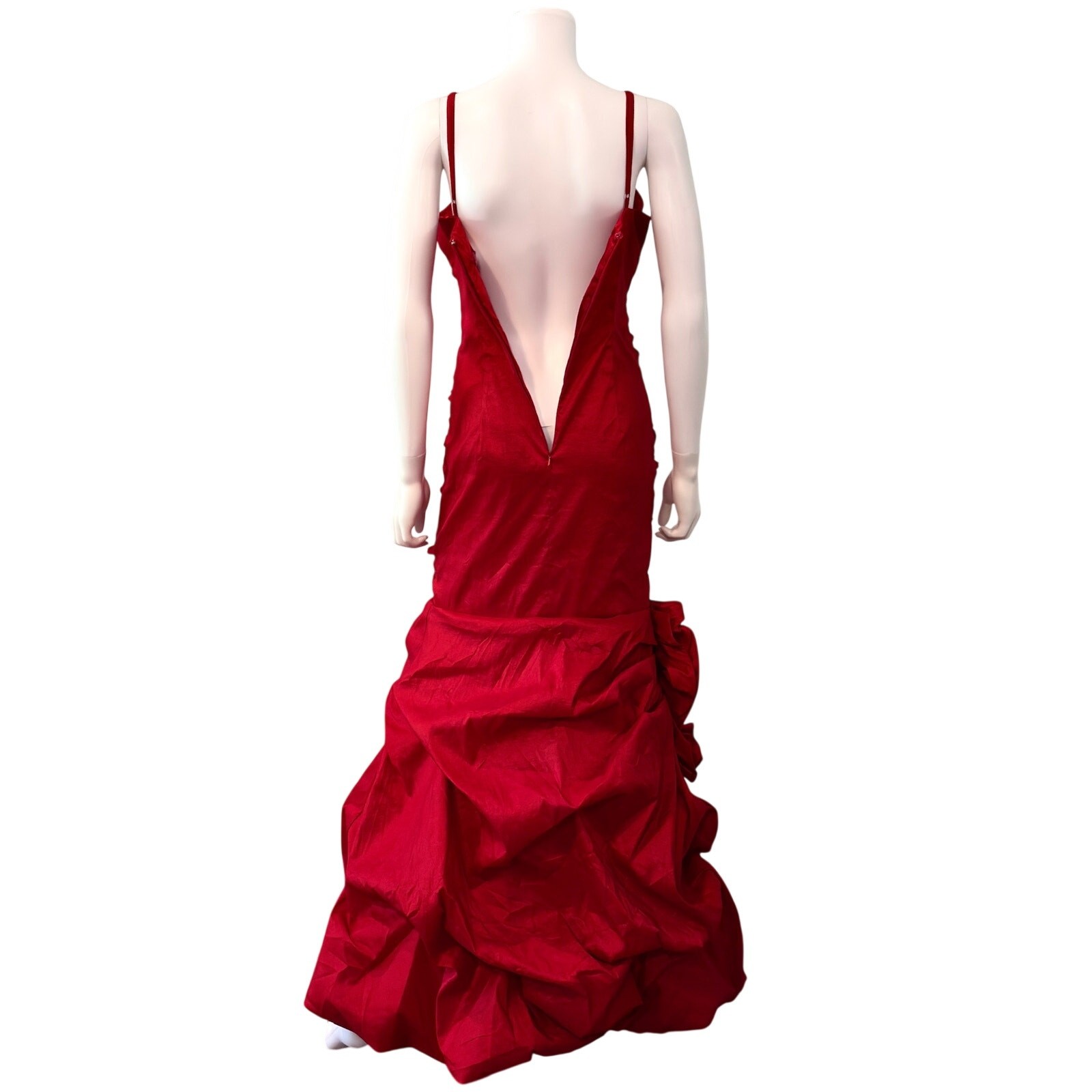 Dancing Queen Red Ruffle Dress Size Medium Ruched Mermaid Gown Formal Y2K Glam