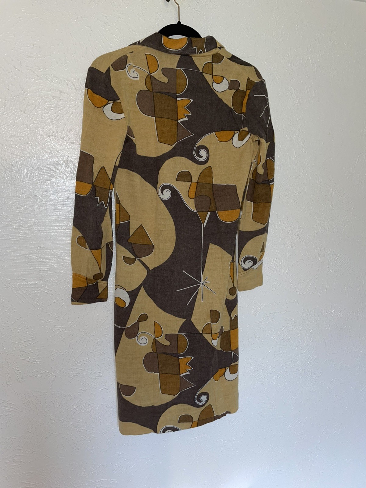Triandra Frederick Altmann Multicolor Patchwork Floral Acrylic Wool Midi Dress S