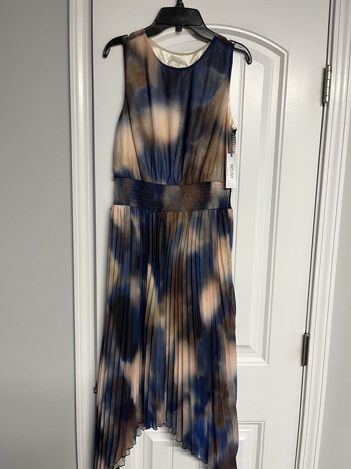 WD NY Dress Women Sz S Beach Pleated Chiffon Stretch Polyester Lined 36 Bust NWT