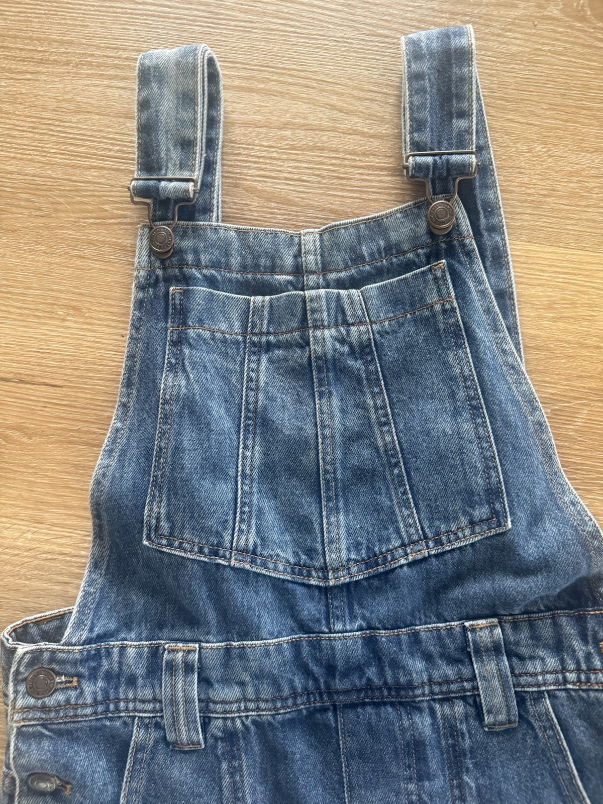We The Free Womens S Blue Denim Overall Bardot Midi Dress Square Neck