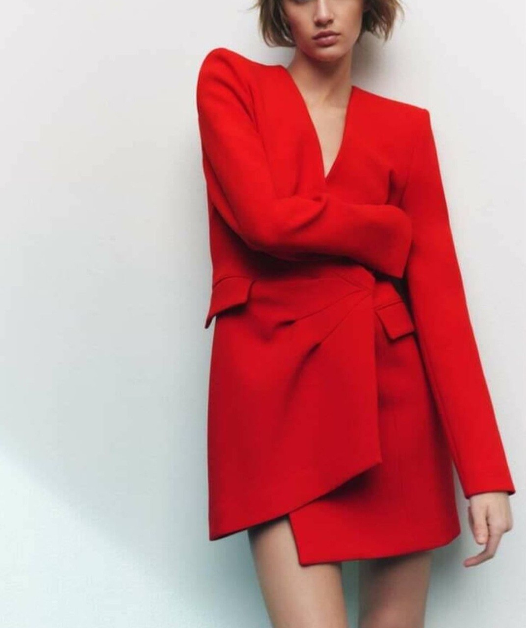 Zara Red Blazer Mini Dress NWT Size S Structured Tuxedo