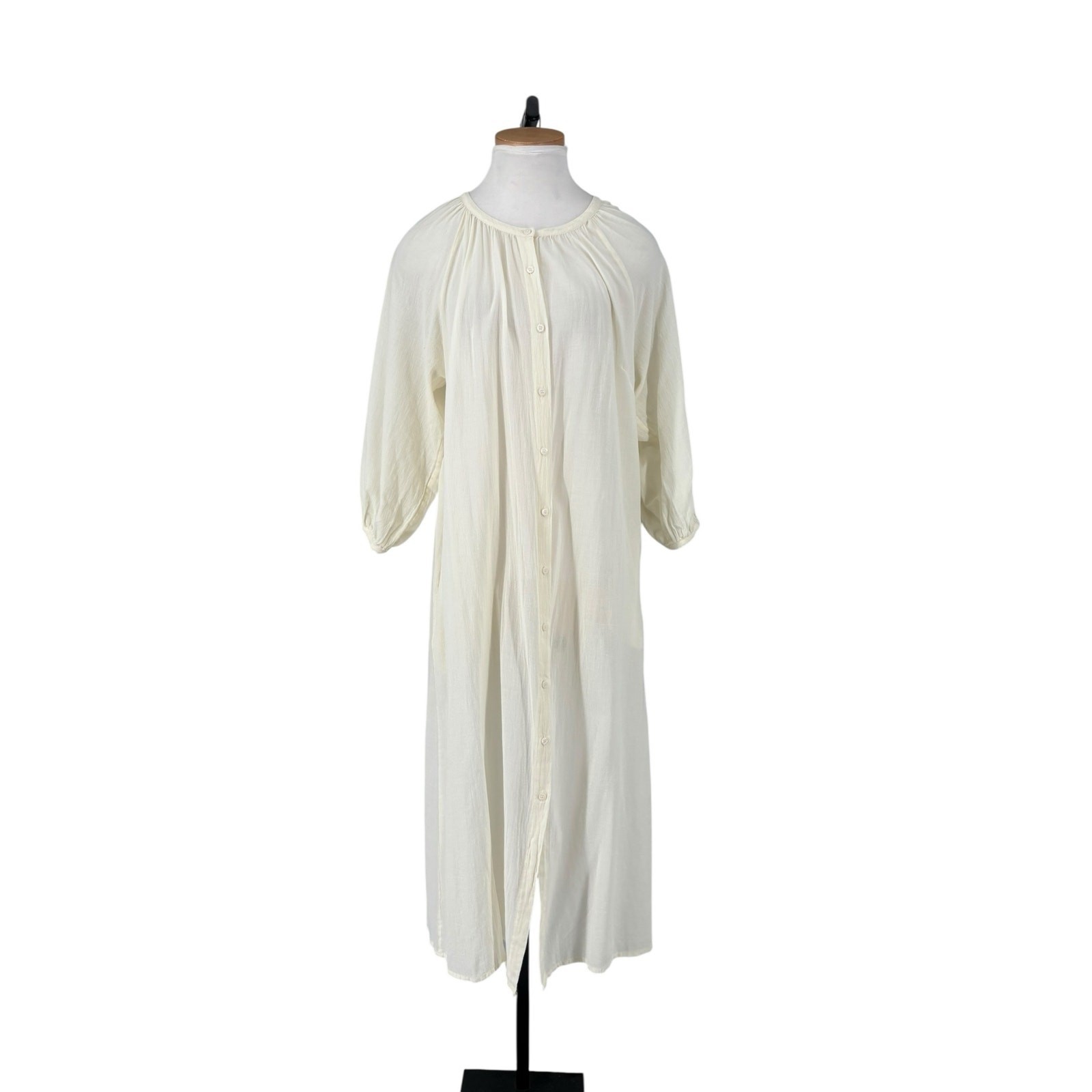 Micoh Maracas Maxi Dress Small Chalk Cotton Beachy Coastal Boho Button Up Resort