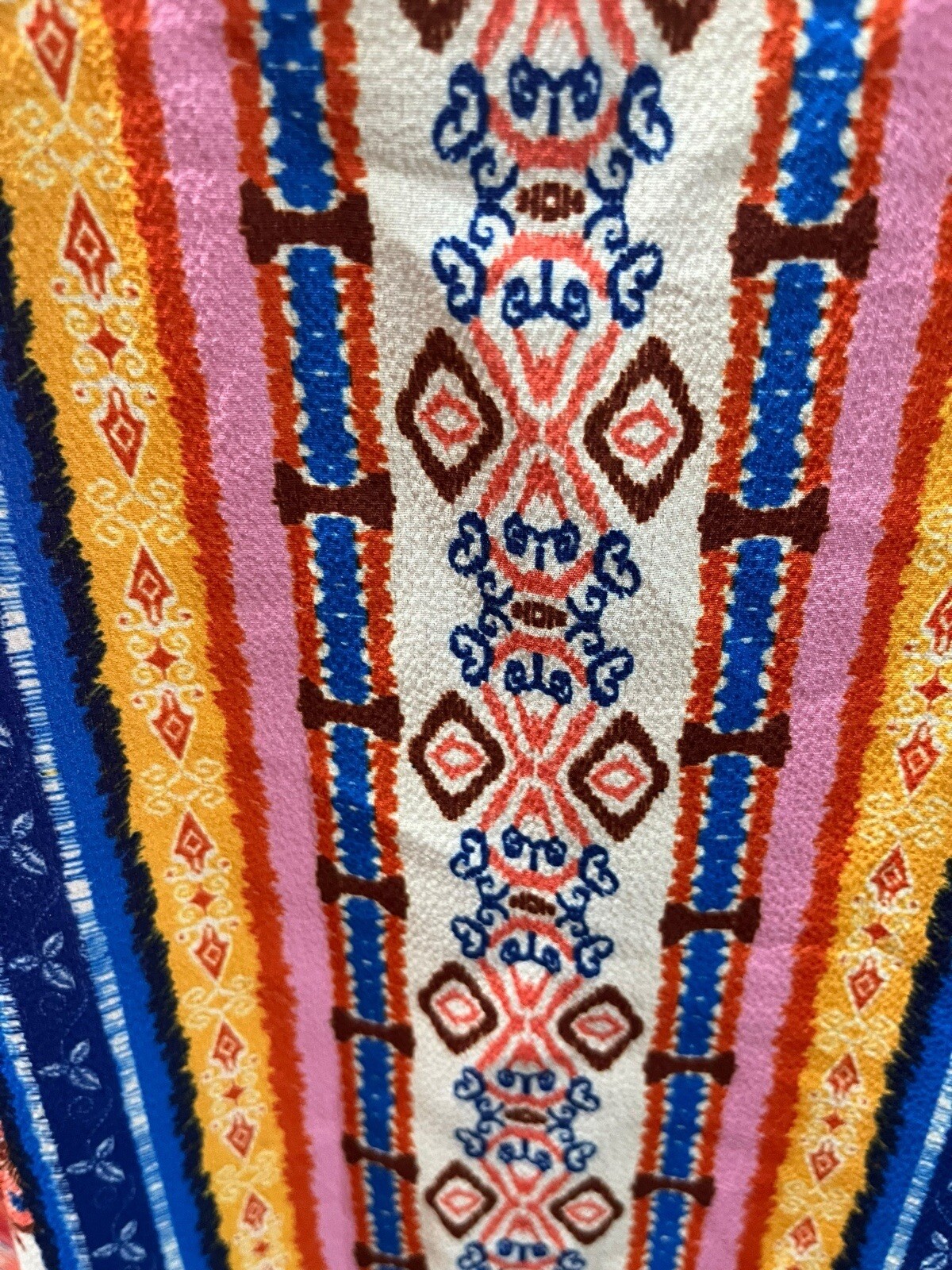 Umgee Orange Multicolor Bohemian Peasant Bell Sleeves Dress/Tunic Keyhole Small