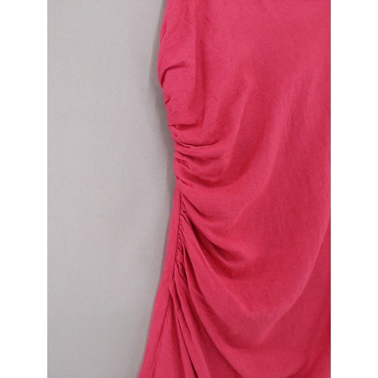 Abercrombie & Fitch Mini Dress Womens M Pink Linen Blend Ruched Smocked Back