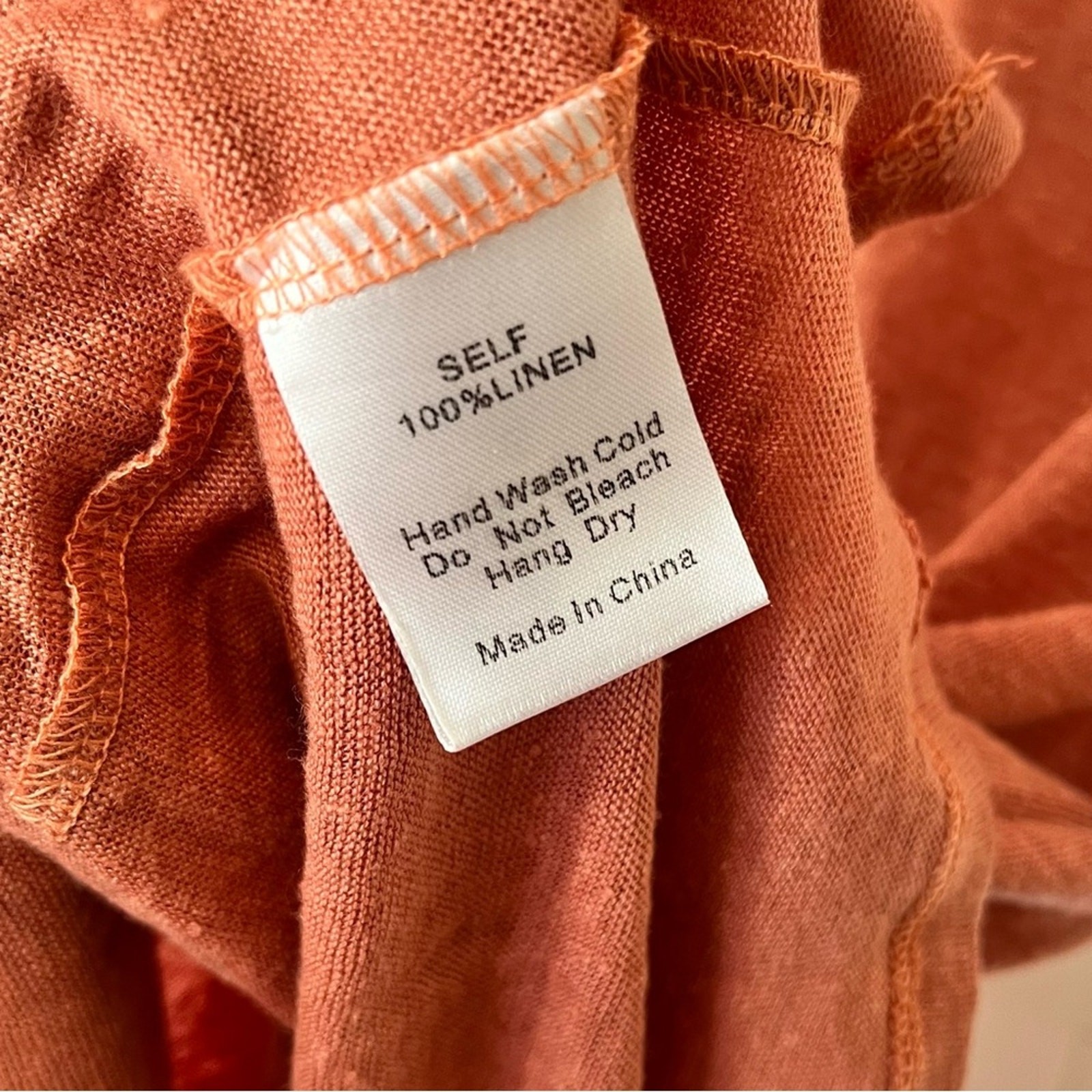 MOD REF 100% Linen Gathered Ruched Asymmetrical Dress Women’s Size Small Salmon