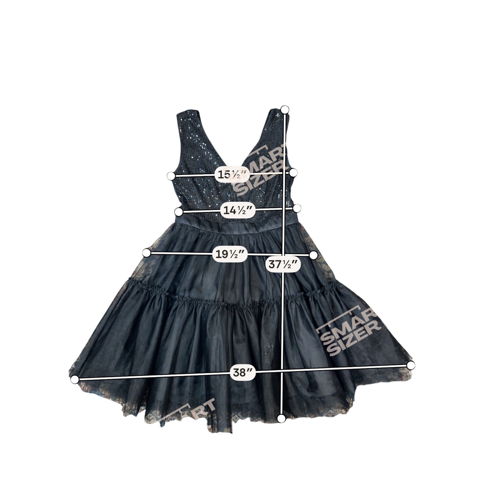 Womens Black Sequin Tulle Tiered Fit and Flare Party Dress Size L Sleeveless