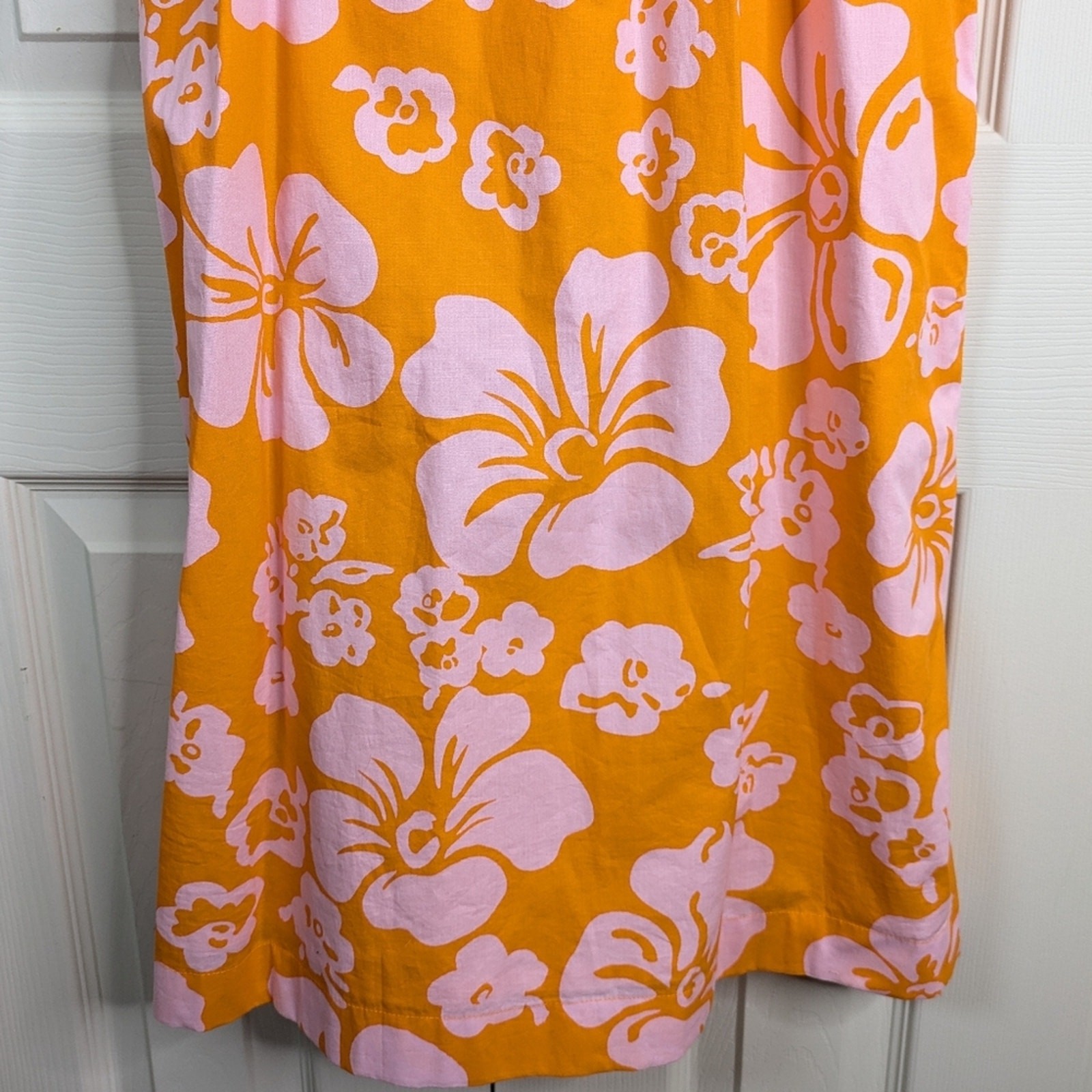 NEW J. Crew Hawaiian Halter Tie Neck Hibiscus Dress 6 Orange Resort Coastal