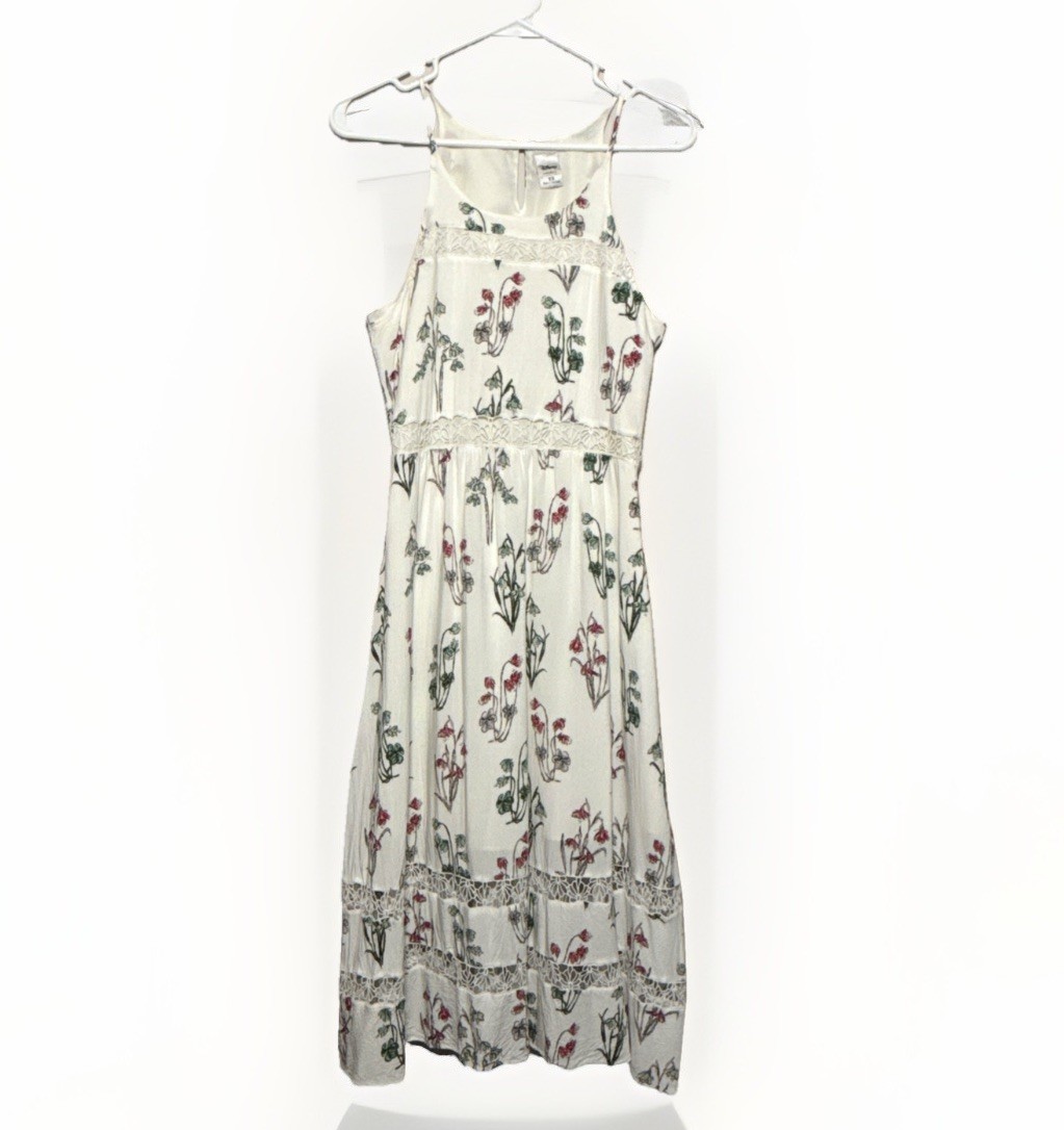 Lauren Conrad Dress Women’s Xs White floral Disney Alice in Wonderland Cottage