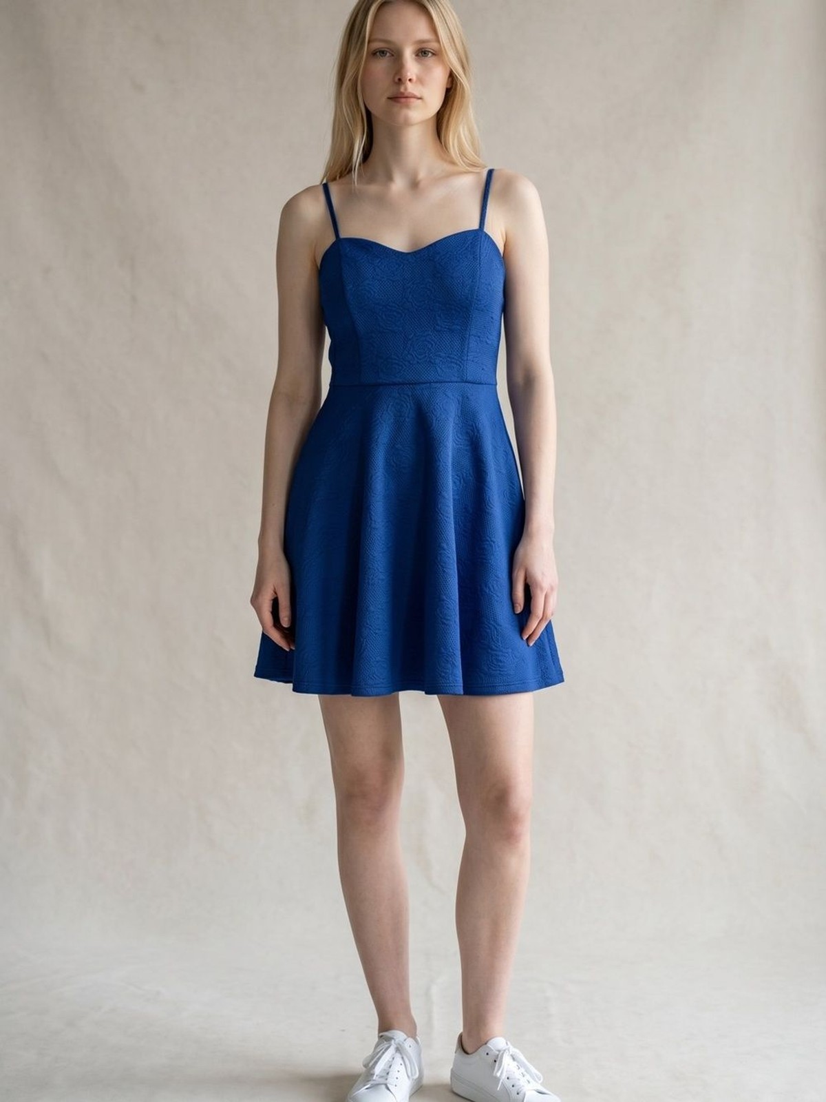 Noble U Royal Blue Spaghetti-Strap Fit & Flare Mini Dress