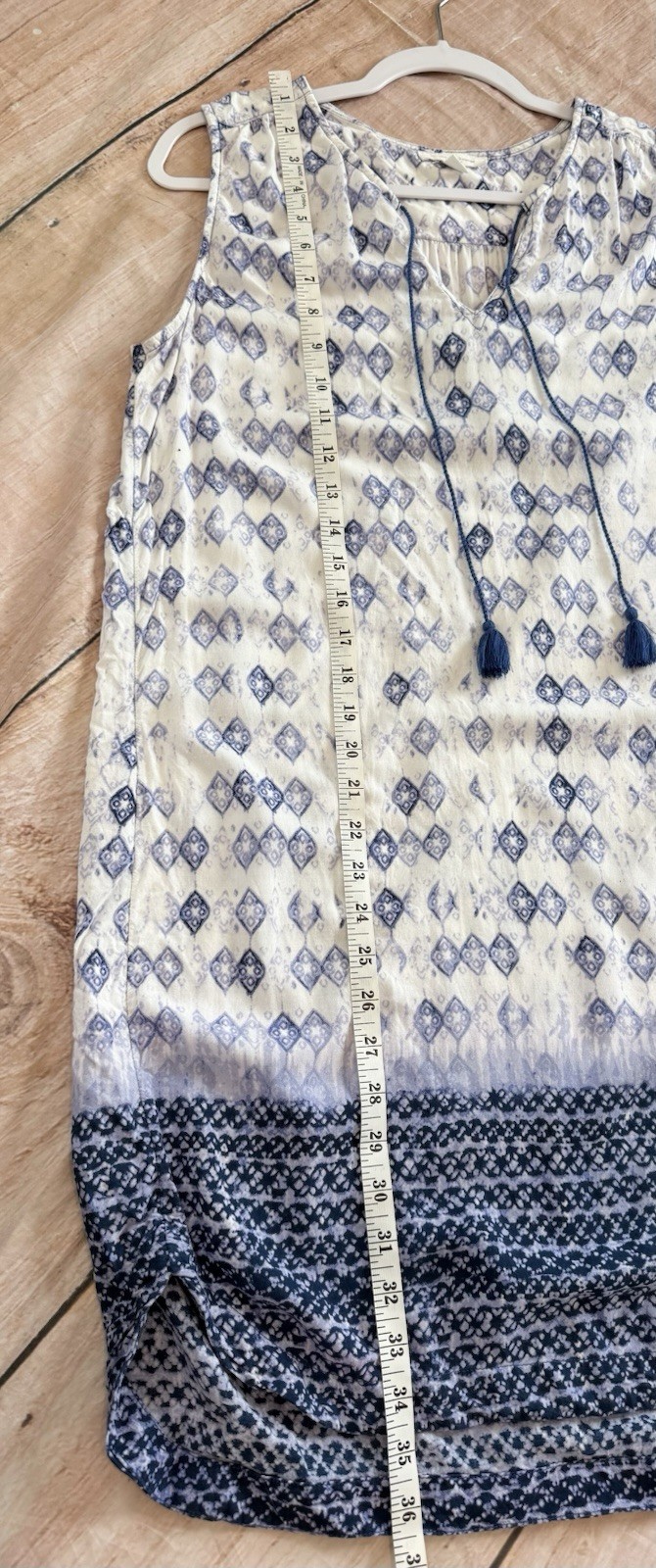 Beach Lunch Lounge Blue White Swim Cover-up Sleeveless 100% Viscose Size L Dress