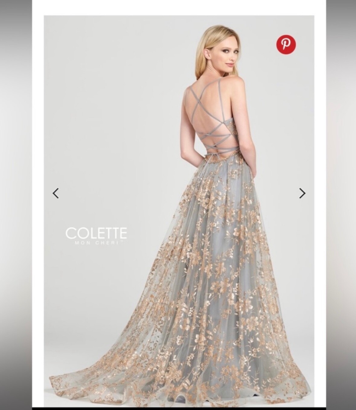 NEW size 0 Formal Prom/ Graduation Dress Colette Mon Cheri Gray and Rosegold