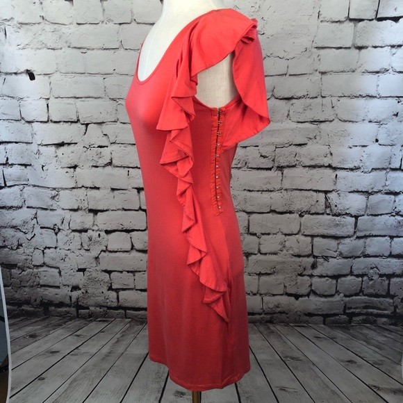 Ella Moss Monaco Ruffle Hook and Eye Mini Dress Orange Red