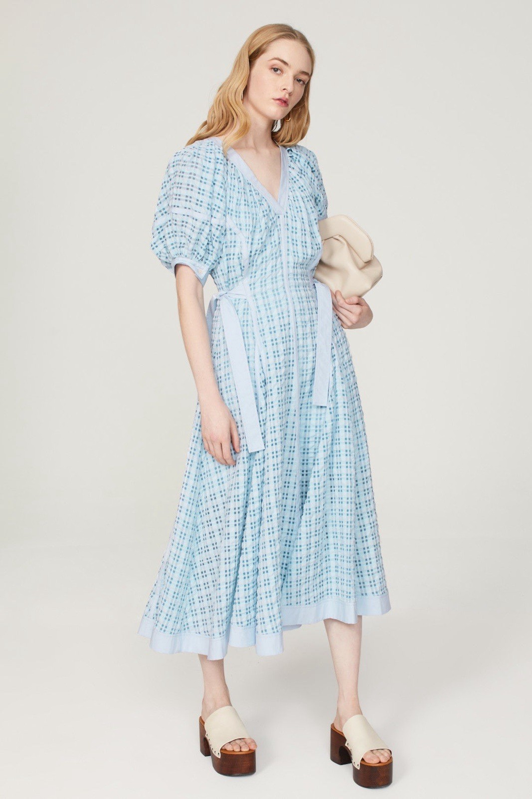 3.1 Phillip Lim Cottagecore Blue Taffeta Midi Dress Women’s 12
