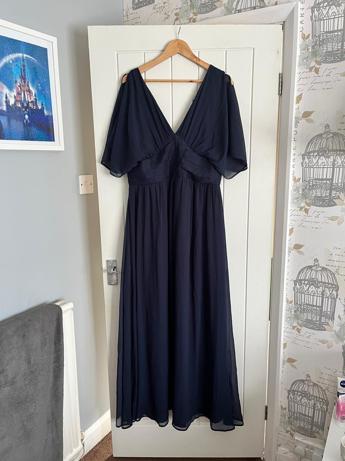 New Coast Curve Angel Sleeve Maxi Dress Sz 18 ( small) Wedding bridesmaid.