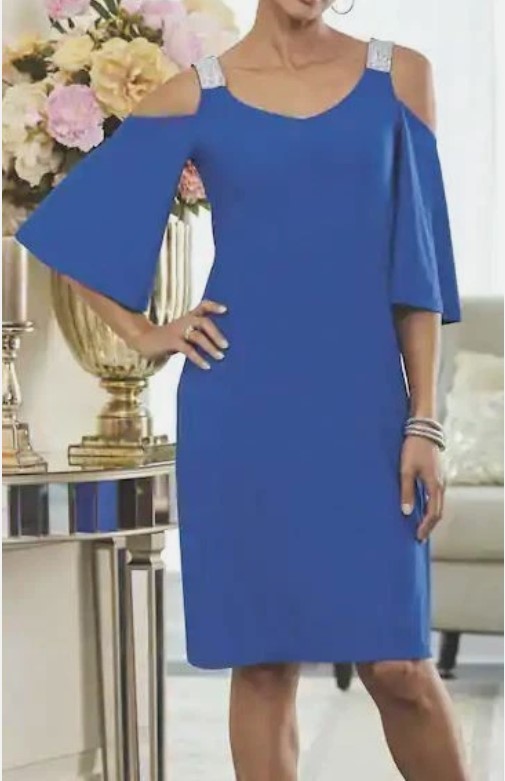 1X PLUS Midnight Velvet Blue Spring Formal Wedding Church Rhinestone Strap Dress