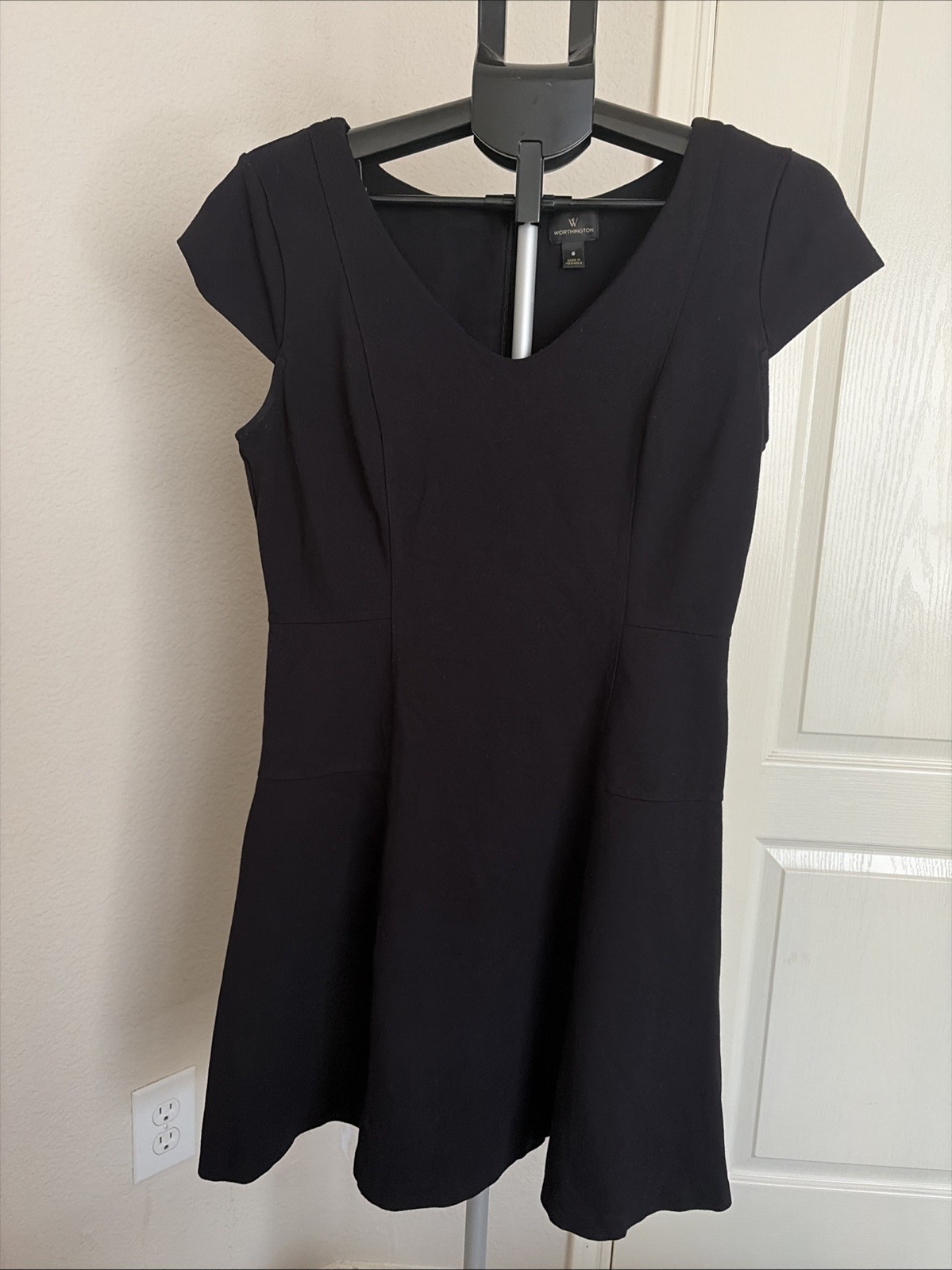 Worthington Women’s Dress Size 8 Black Aline Short Sleeve