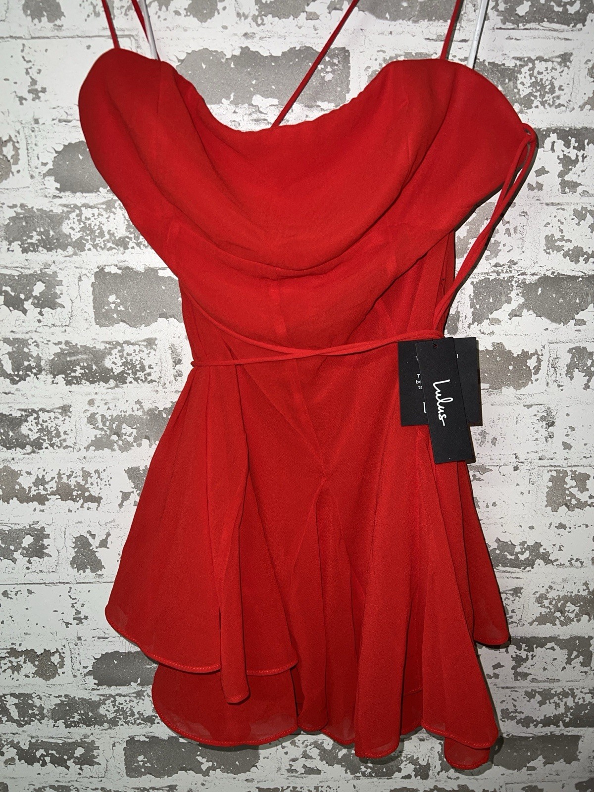 NWT! Lulus Thin Strap Sexy Micro Mini Dress Size Large – Red