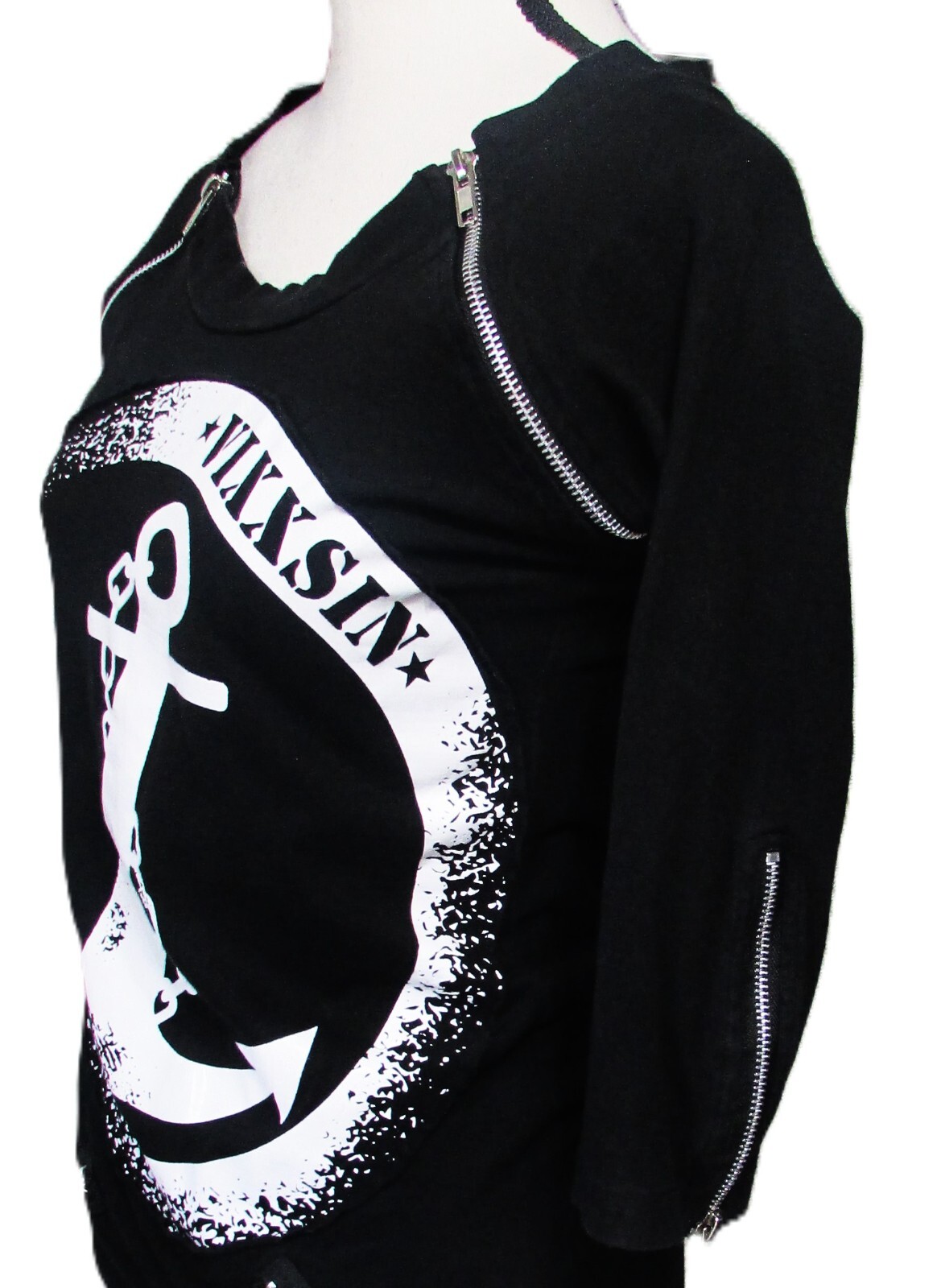 Vixxsin Black Dress S Anchor Zippers Gothabilly Rockabilly Nautical Punk Indie