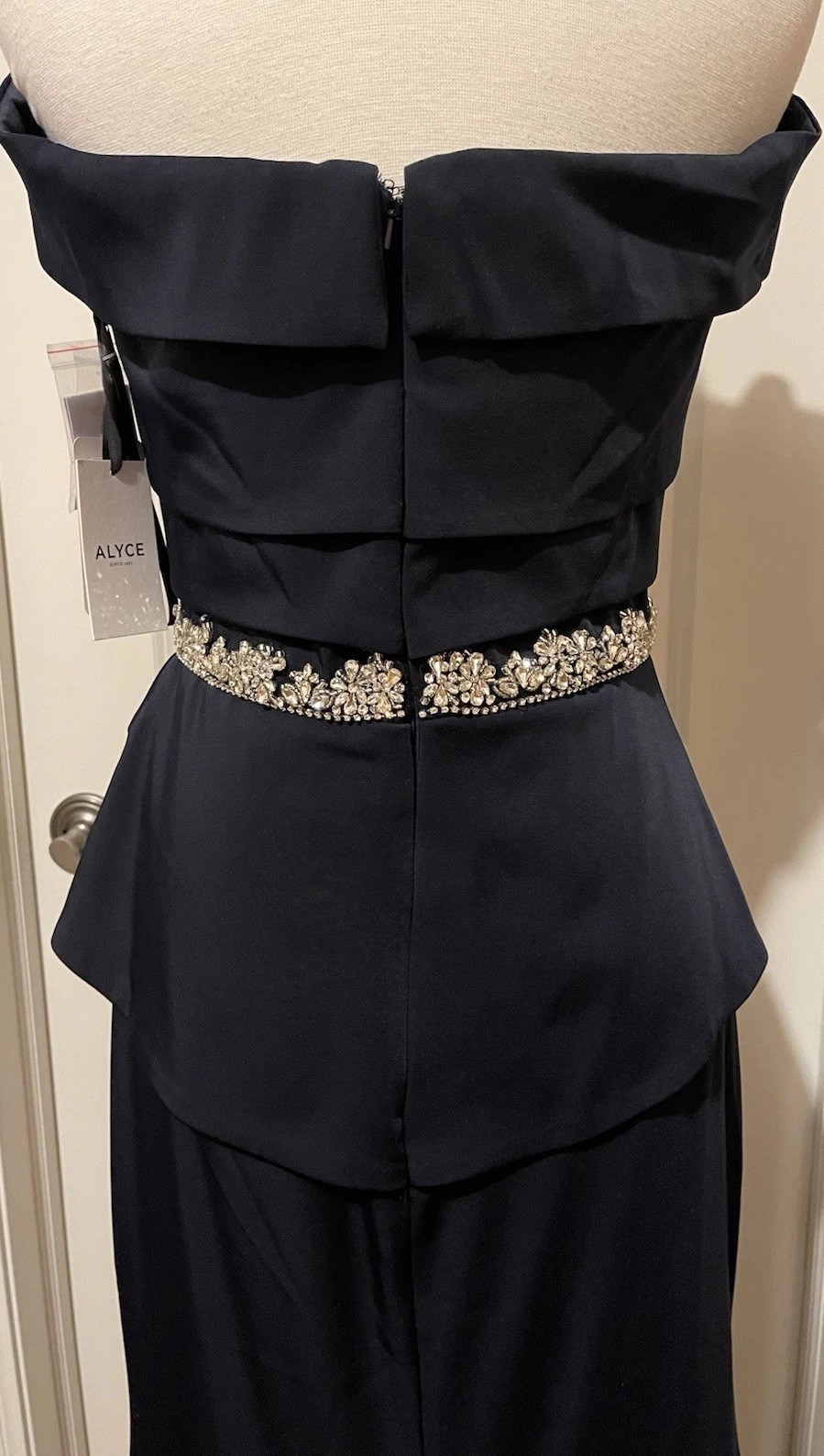 Alyce Paris 27610 Midnight Rhinestone Detail Gown /Dress- Sz 10~Beautiful~ NWT~