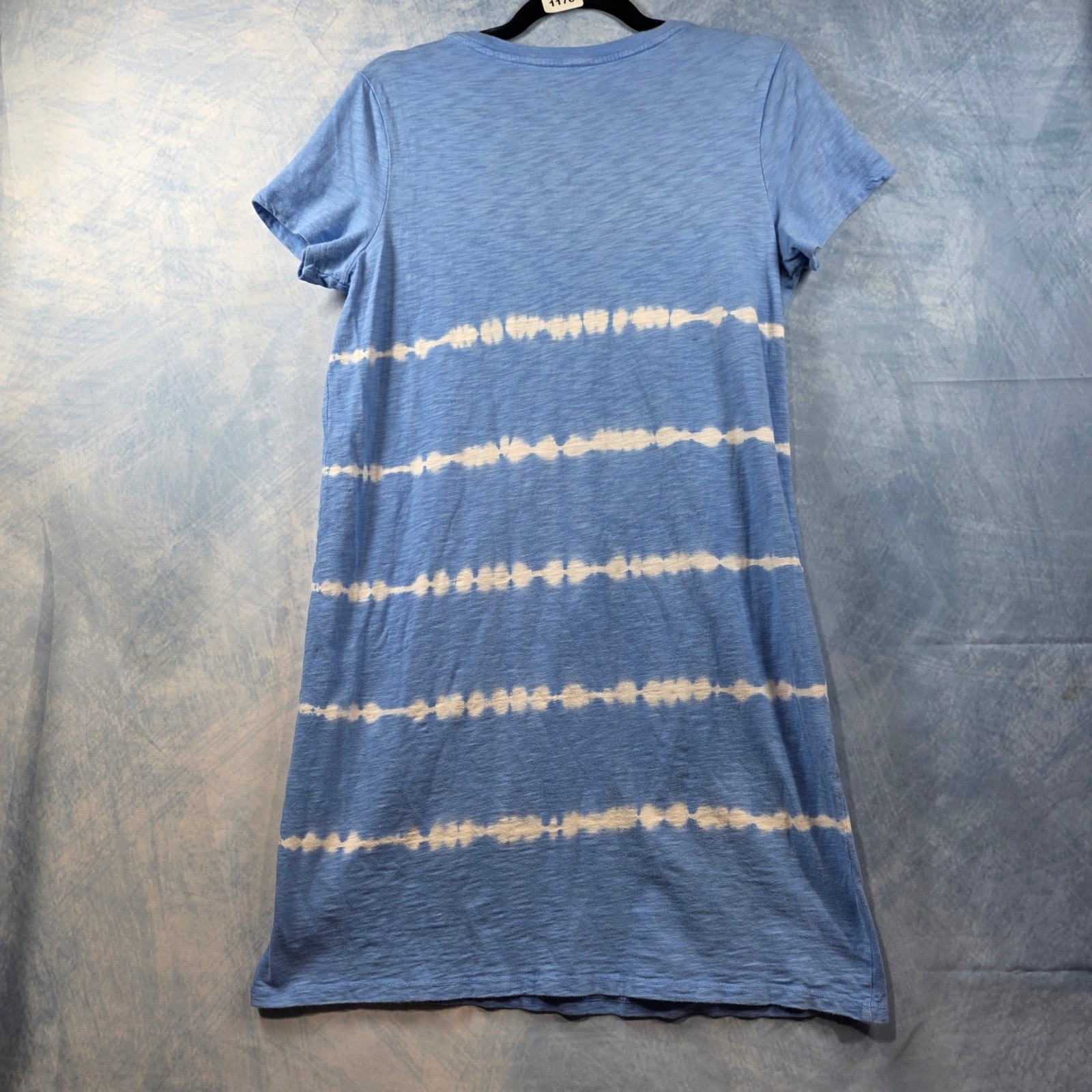 Universal Thread Womens Blue Tie Dye Striped T-Shirt Mini Dress Small Short Slee