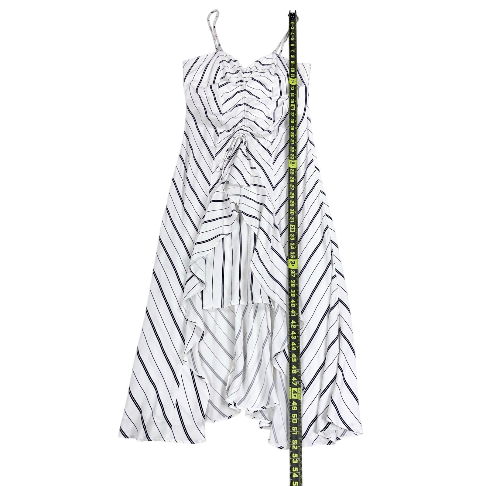 Bardot Revolve Winona Stripe Ruffled Midi Dress Women’s 10 Large White