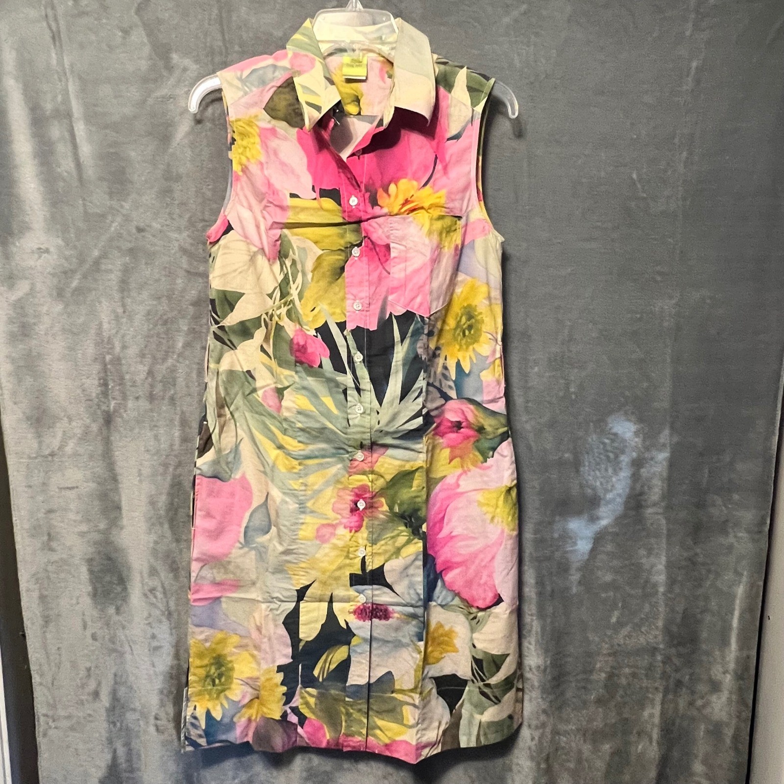Craig Taylor Tropical Floral Shirt Dress Art To Wear Resort Cottagecore XS