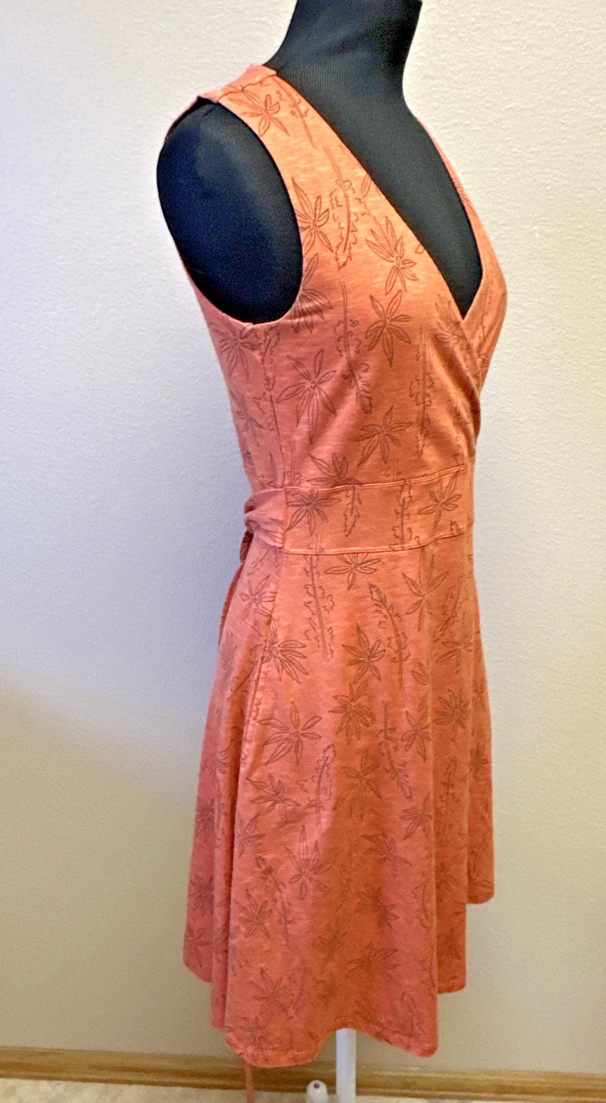 TOAD & CO Small Floral Faux Wrap Sleeveless Active Comfort Stretch Dress EUC