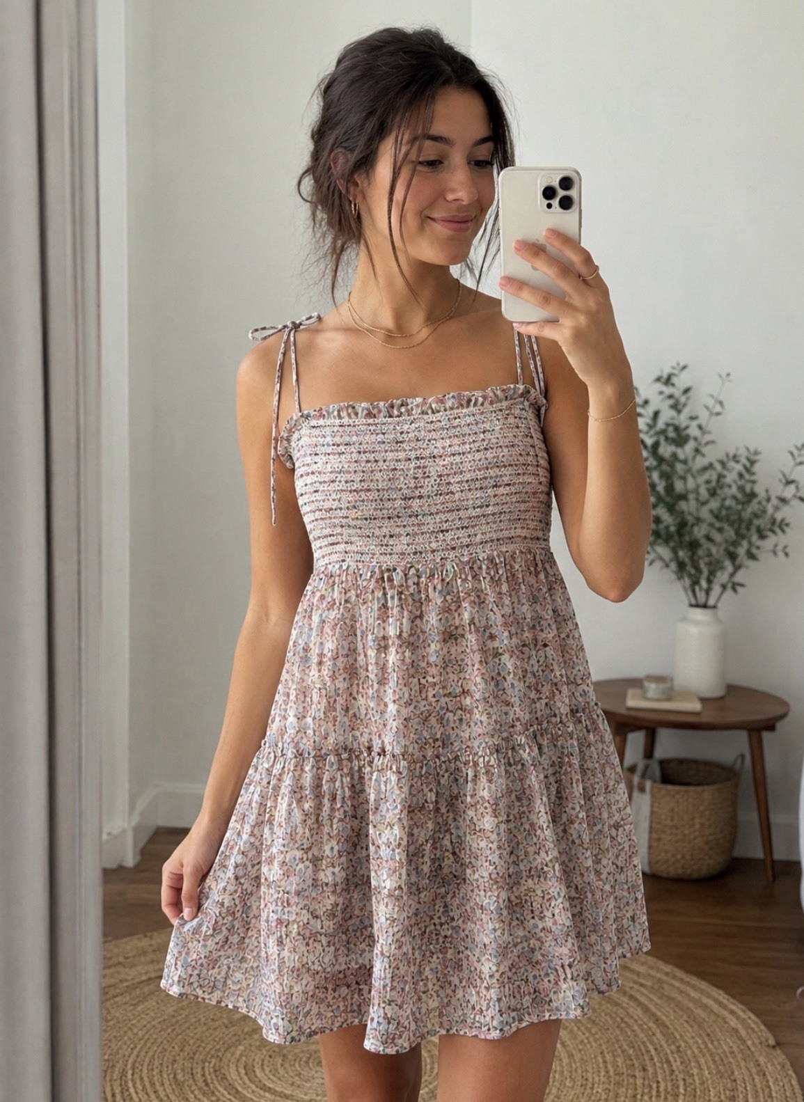Jackie the Label Floral Mini Dress,Tie Shoulder,Cottagecore, Boho,beach Sundress
