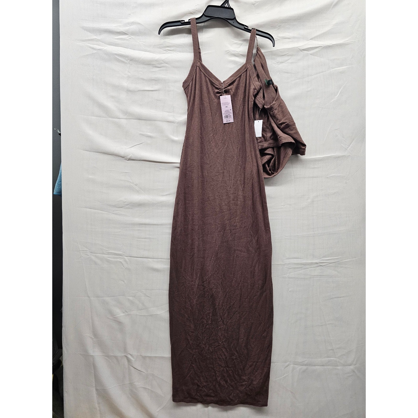 Wild Fable Womens Ribbed Dress Cardigan Set Brown Rayon Blend Casual Size XS