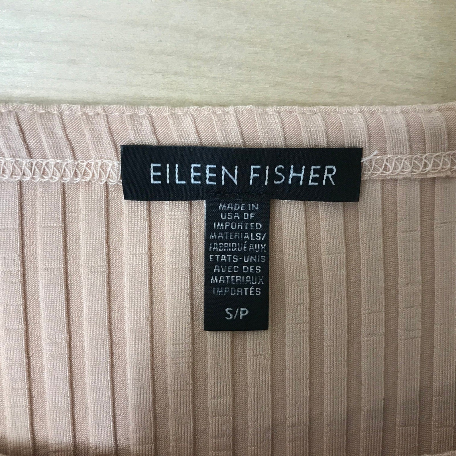 EILEEN FISHER Ribbed Knit Tencel Lyocell Spandex Midi Dress Peach Size S