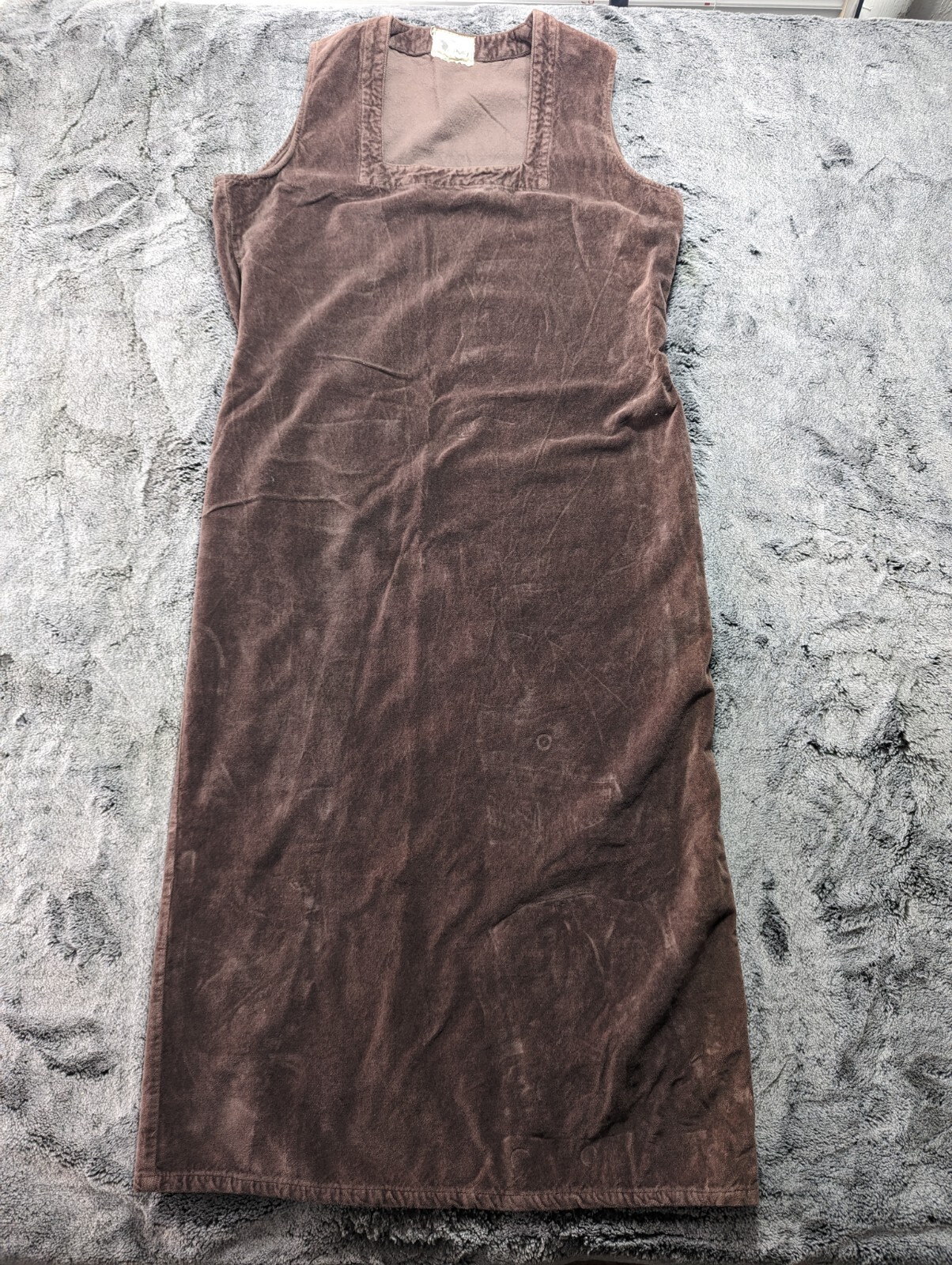 La Bottega Di Brunella Square Neck Sleeveless Velvet Dress Women’s Size XL Brown