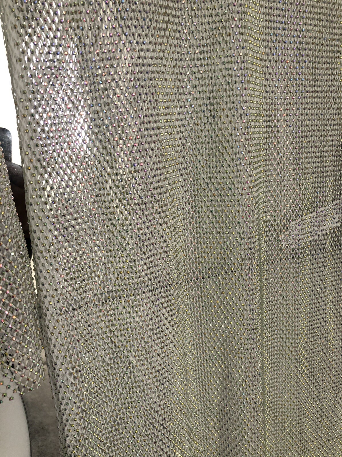 £120 ZARA SILVER RHINESTONE MESH midi maxi bodycon DRESS XS S 8 10 12 Cover Up